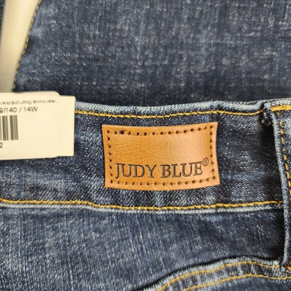 Judy Blue Jeans Womens Plus 14W Blue Tummy Control Skinny Fit Denim (32x27) NWT - Picture 9 of 13